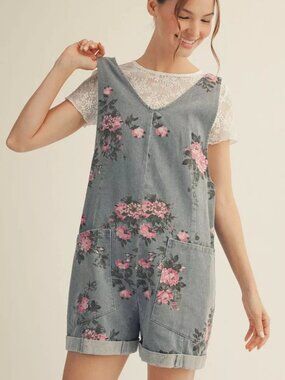 Denim Floral Romper